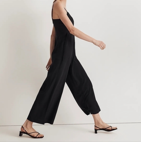 Madewell Square-Neck Wide-Leg Sleeveless Jumpsuit True Black size 00 NWT NM489 - Picture 4 of 11
